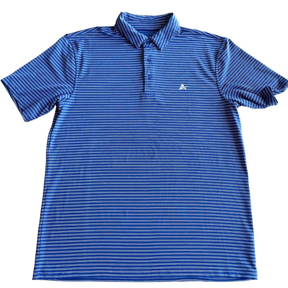 Arctic Cool Men's Cooling Polo Shirt, Blue Stripes - Size Medium